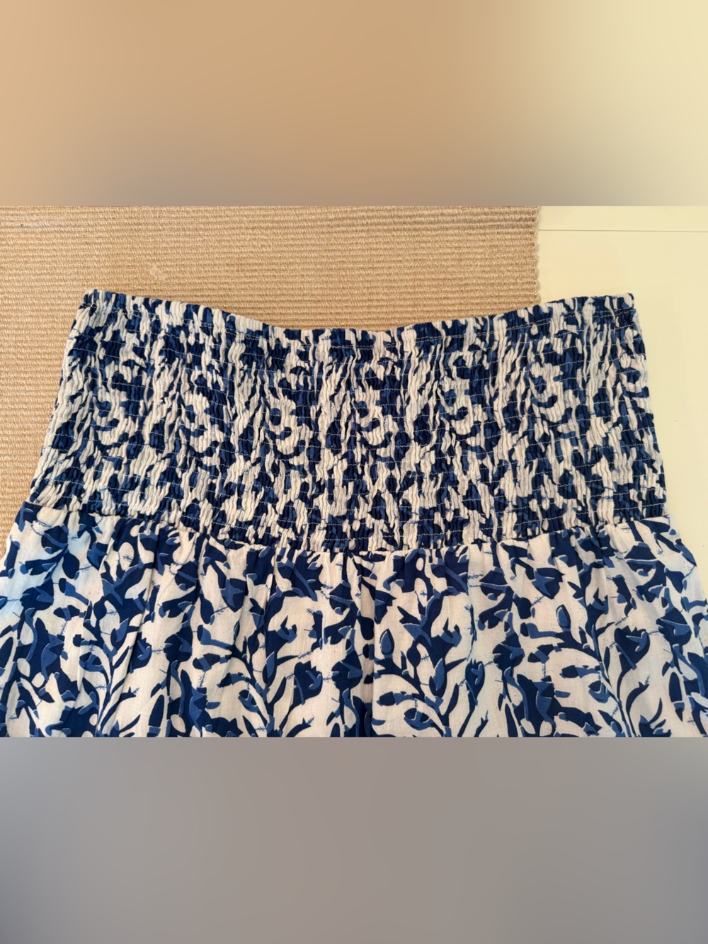 Madison Mathews Smocked Waist Blue and White Floral Maxi Skirt - Picture 3 of 5